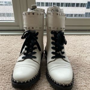 Sam Edelman white combat boots
